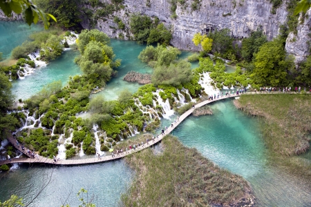  The UNESCO world heritage Plivice park with travertine lakes and waterfalls in Croatia のeditorial素材