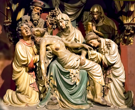 Composition on a theme the crucifix of Christ in Cologne cathedral of St  Peter and Mary in Cologne, Germanyのeditorial素材