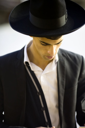 March 18th, 2014  Jew being prayed at the Western Wall in Jerusalem, Israelのeditorial素材