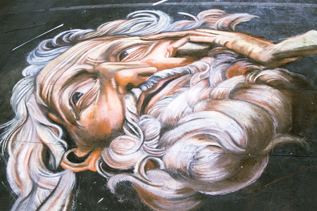 ITALY ROME OCTOBER 25 2014  Street artists  draw pictures on Via del Corso Rome Italyのeditorial素材