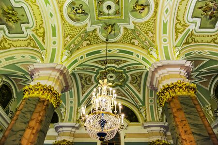 Interior of the St. Peter and Paul Cathedral where the tombs of all the Russian emperorsのeditorial素材