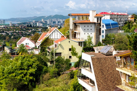 Sochi on the Black Sea coast from the observation deck. Russiaのeditorial素材