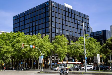 SPAIN, BARCELONA, MARCH, 10, 2019 - Central streets with multi-storey shopping center Pedralbes in Barcelona, Spain.のeditorial素材