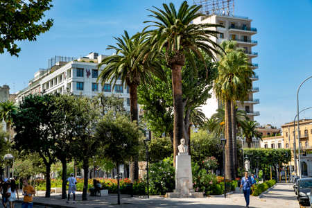 ITALY, BARI, AUGUST, 2017 - City view of the main street of Bari with high-rise buildings and beautiful parksのeditorial素材
