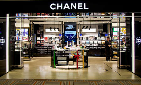 JAPAN, TOKYO, APRYL, 12, 2017 - Chanel shop in Duty Free zona in Narita airport, Tokyo, Japanのeditorial素材