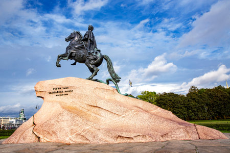RUSSIA, SAINT PETERSBURG, APRIL, 2016 - Bronze Horseman or Monument to Peter I the Great First on...
