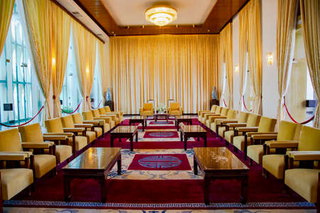 ASIA, VIETNAM, HOCHIMINH, NOVEMBER, 15, 2014 - Interior of Reunification Palace, also known as the Independence Palace in Hochiminh, Vietnam. Palace of the Former President of South Vietnam.のeditorial素材