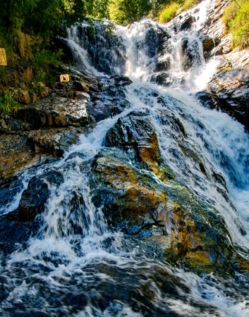 Beautiful cascading Datanla waterfall in the mountain town Dalat, Vietnam.