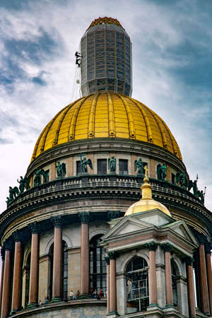 RUSSIA, SAINT PETERSBURG, APRIL, 2016 - Saint Isaac`s Cathedral the largest Orthodox church in St. Petersburg. It is dedicated to Saint Isaac of Dalmatia, a patron saint of Peter the Great.のeditorial素材