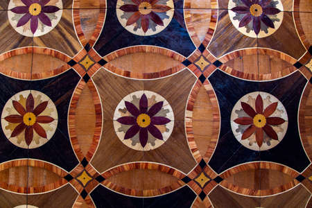 Hardwood stylish parquet floor with detailed pattern in the Hermitage, St. Petersburgの写真素材
