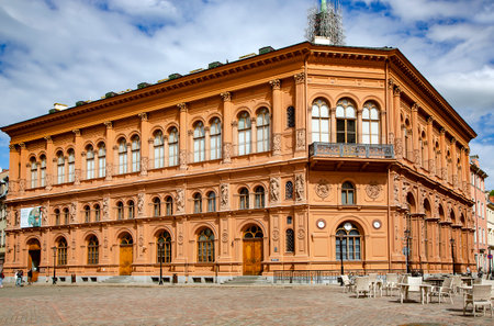 LATVIA, RIGA, MARCH, 2021 - View of Art Museum Riga Bourse on Dome Square in Riga Old Town, capital of Latvia.のeditorial素材