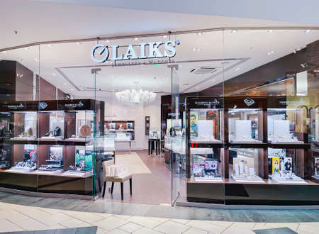Latvia, Riga, October, 2021 - Shop of watches of various brands and accessories to them at the shopping mall in Riga, Latvia.のeditorial素材