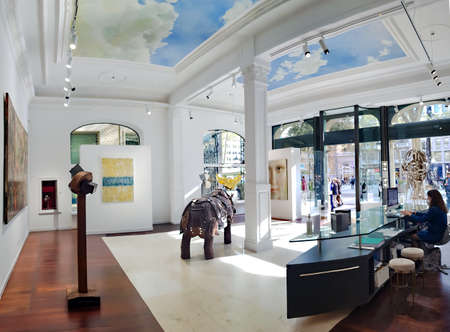 SPAIN, BARCELONA, MARCH, 2021: Show Room Art Gallery exposition in Barcelona, Catalonia, Spain. Concept of fine art gallery.のeditorial素材