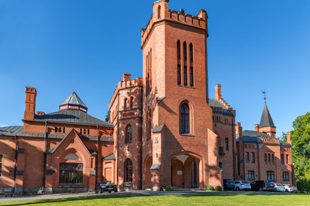 ESTONIA, SANGASTE, AUGUST, 2022: Sangaste Castle was built in 1879-1883 in the style of English castles in the Estonian county of Valga on southern Estonia.のeditorial素材