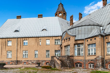 ESTONIA, TAAGEPERA, AUGUST, 2022: Castle SPA Wagenkull is the impressive Art Nouveau castle in Taagepera village, Valga County, Estonia.のeditorial素材