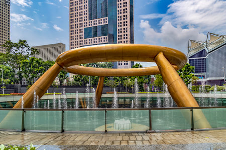 Southeast Asia, Singapore, November, 2022: Suntec city and Fountain of Wealth at Singapore. Fountain of Wealth is a popular attraction in Suntec Cityのeditorial素材