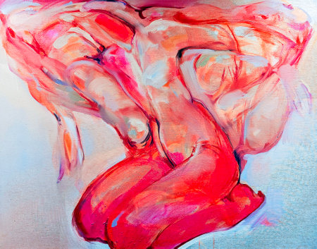 Abstract hand painted background. Oil painting on canvas. Fragment of artworkの写真素材