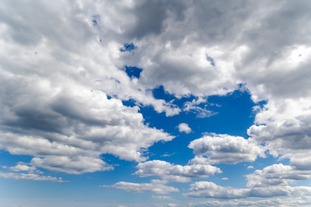 Panorama of the warm Gulf of Riga of the Baltic Sea against the background of cumulus clouds. The coast of the Gulf of Riga in Latvia is popular with tourists.の写真素材