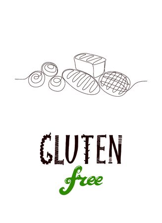 minimal sketchy illustration dedicated to Gluten free theme. Wheat ear drawn as one line.のイラスト素材