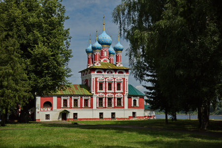 Orthodox church on the banks of the Volga River, Russia.の写真素材