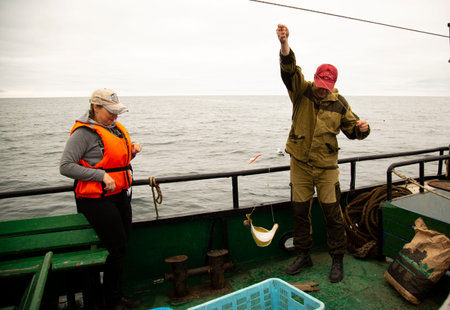 Sea of Okhotsk fisherman at work.