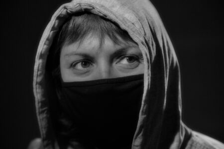 Girl in a medical mask.の写真素材