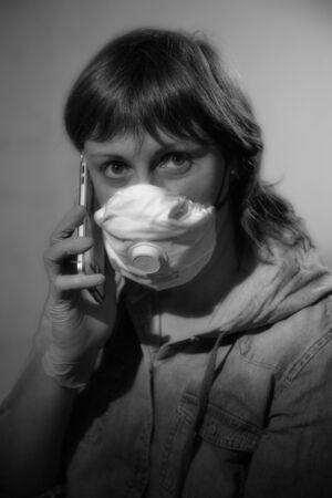 Girl in a medical mask.の写真素材