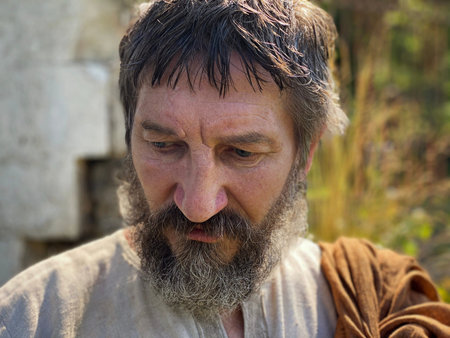 Portrait of an actor in the image of an ancient Greek philosopher.