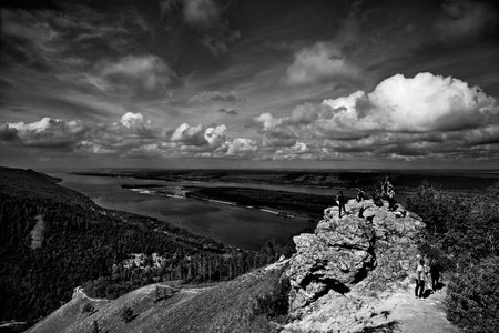 View of the Volga river from the top of the Strelnaya mountain, Zhigulevskie mountains, Russia.