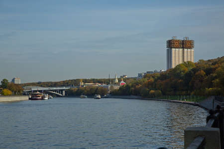 The bed of the Moskva river in the Vorobyovy Gory region.の写真素材