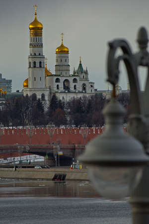 View of the Moscow Kremlin from the Ustinsky Bridge.の写真素材
