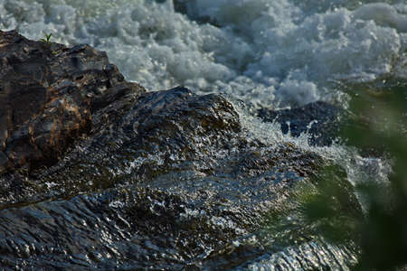 Waterfall on the river in the Kola tundra.の写真素材