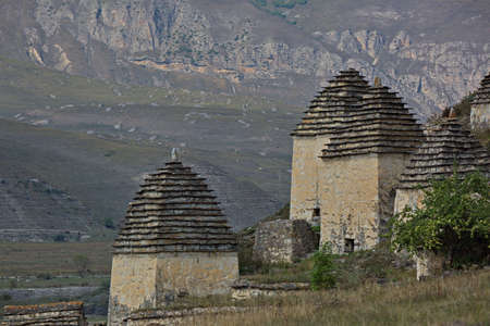 Medieval crypt burial ground near the village of Dargavs.の写真素材