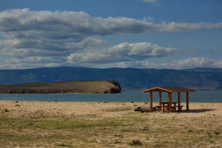Deserted shores of Olkhon Island on Lake Baikal.の写真素材