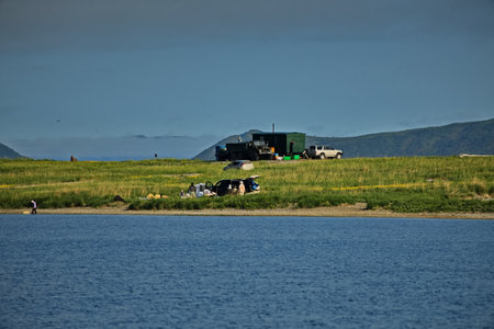 Summer day on the shore of Lake Solenoe.の写真素材