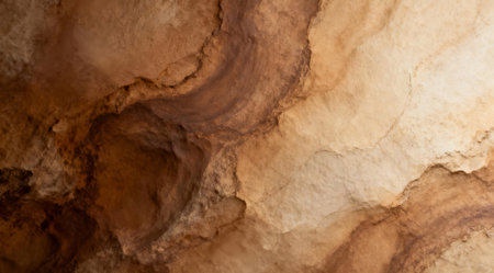 This image displays a textured abstract background composed of intricate patterns in warm brown and subtle beige hues. The organic and earthy color palette evokes a sense of nature and tranquility, suitable for designs requiring a natural aesthetic. The textured surface adds depth and interest, making it ideal for use in creative projects, such as website backgrounds or print media. AI-generated illustration.の素材