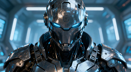 An artistic representation of a cryptocurrency symbol depicted in a vibrant neon blue color, set against a dark gradient backdrop. The symbol features intricate geometric patterns, enhancing its modern and futuristic appeal. Ideal for use in digital finance presentations, tech-themed websites, or as a striking visual in editorial content about cryptocurrency trends. AI-generated illustration.の素材