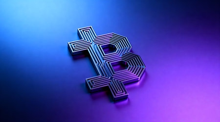 An artistic representation of cryptocurrency featuring a dynamic composition of abstract blue and green geometric shapes. The design conveys the fluid and innovative nature of digital currencies, suitable for use in financial technology articles, digital marketing, or as a creative backdrop for fintech presentations. AI-generated illustration.の素材