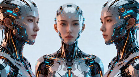 This image features a stylized representation of a cryptocurrency symbol enveloped in a vibrant neon blue and green glow. The design incorporates sharp, angular lines creating a futuristic and dynamic look. Ideal for use in digital media related to blockchain technology, cryptocurrency trading platforms, or fintech innovations. AI-generated illustration.の素材