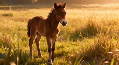This digital artwork showcases a soft, whimsical style that evokes a sense of tranquility and warmth. Ideal for children's books, nature-themed decor, or as a gentle visual for relaxation apps and wellness blogs. The use of golden hour lighting adds a unique, serene atmosphere to the piece. AI-generated illustration.の素材
