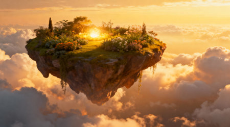 This digital artwork captures a serene and dreamy ambiance through its artistic rendering and subtle color palette. Ideal for enhancing the visual appeal of fantasy-themed publications, meditative content, or as a unique backdrop for digital wallpapers. The soft glow effect adds a layer of tranquility, making it suitable for relaxation and wellness projects. AI-generated illustration.の素材