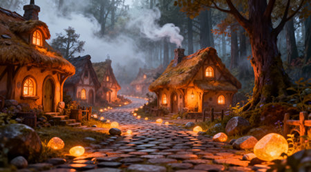 The artwork features a captivating blend of fantasy and charm, executed in a soft, artistic style that evokes a sense of wonder. Ideal for fantasy book covers, thematic wallpapers, or as part of a magical-themed exhibition, this piece stands out with its unique color palette and atmospheric mood. It appeals to fans of fantasy art and digital creators looking for enchanting visuals. AI-generated illustration.の素材