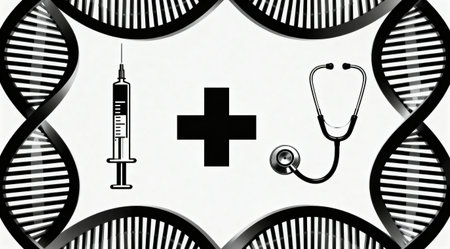 This illustration features a modern and clean digital art style with studio lighting, ideal for medical and healthcare presentations, educational materials, or scientific publications. Its monochrome palette adds a professional and sleek aesthetic. AI-generated illustration.の素材