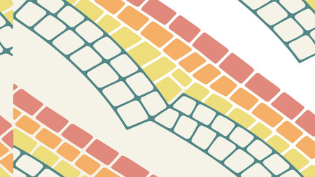 A creative digital illustration depicting Professional creative art of mosaic squares in rainbow spectrum gradients, ceramic tile texture, joyful vibrancy, bright even lighting. This AI-generated artwork features unique visual elements suitable for various commercial and editorial applications. AI-generated illustration.のイラスト素材