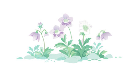Vintage-inspired floral artwork with soft frosty lighting and a subtle pale green-purple palette...