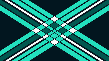 Minimalist vector graphic of straight lines intersecting in monochrome teal, forming an infinite...