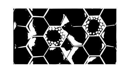 Scalable vector illustration of abstract vegetal art with honeycomb textures mimicking plant cells....