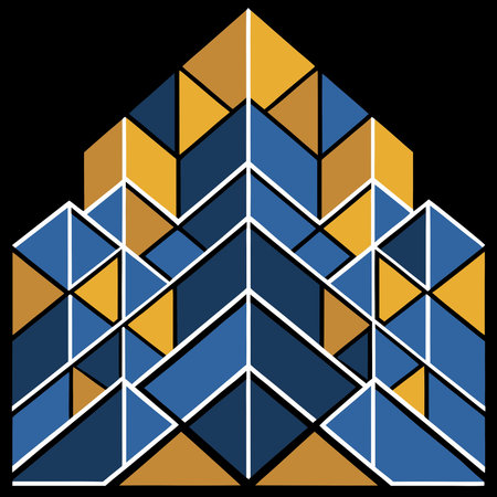 Sophisticated graphic composition utilizing tessellated mosaic patterns in neutral tones to evoke a...