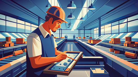 Precision manufacturing style digital artwork featuring meticulous close-up composition under...
