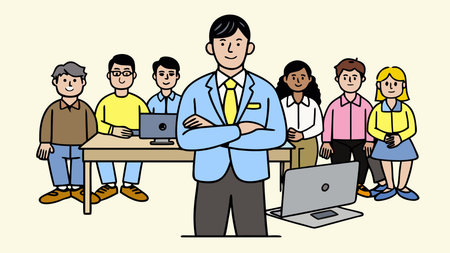 Energetic flat design illustration with bold colors and clean lines, capturing a professional and...